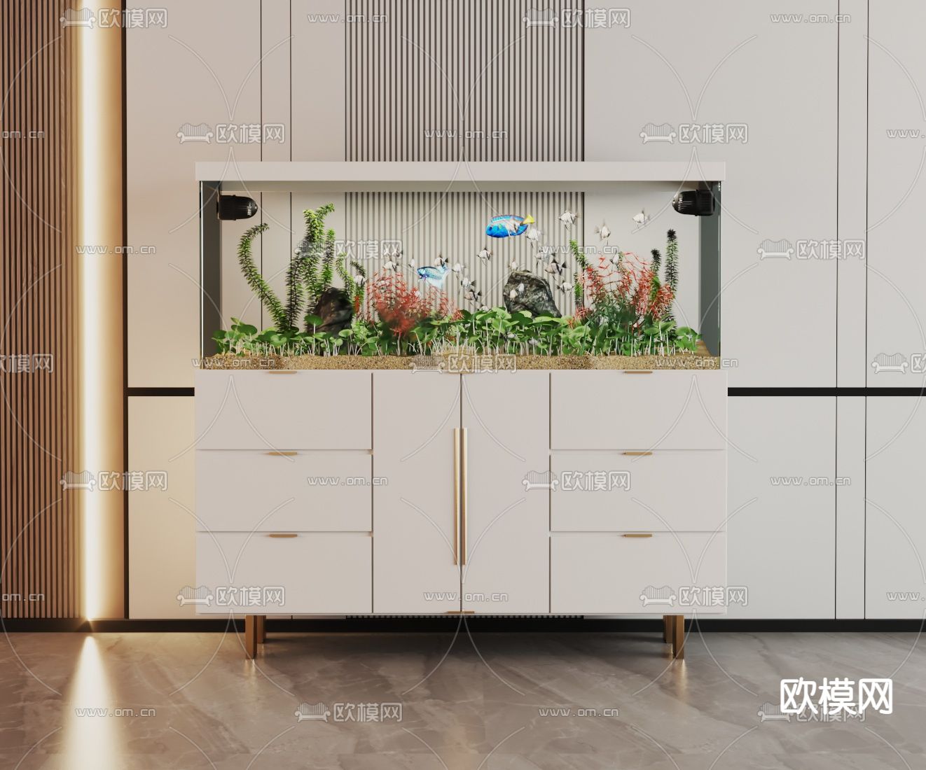 鱼缸 水族3d模型下载