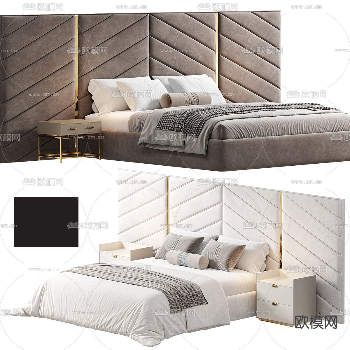 轻奢双人床3d模型下载