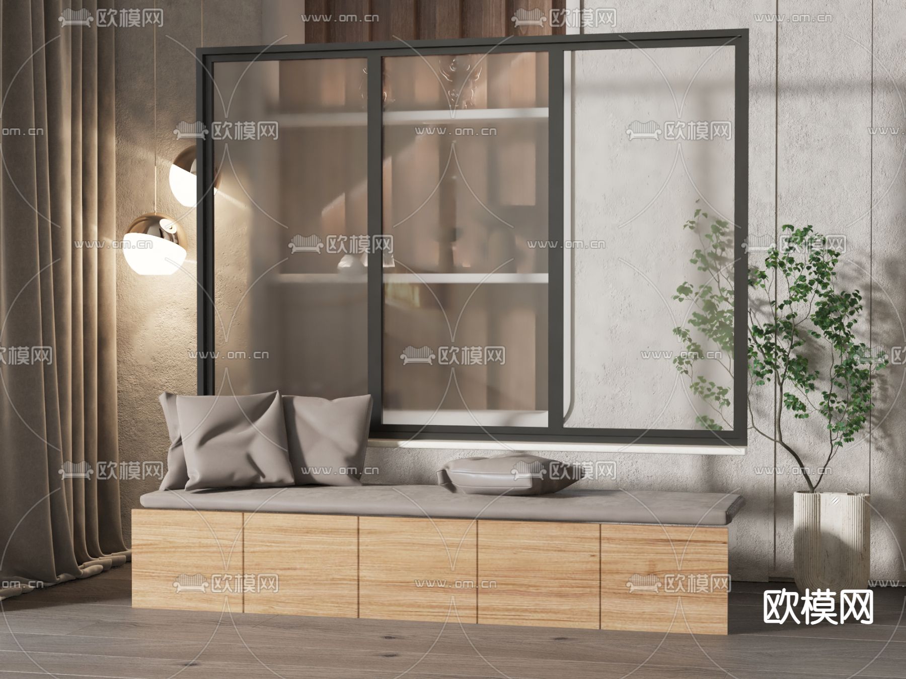 现代飘窗3d模型下载