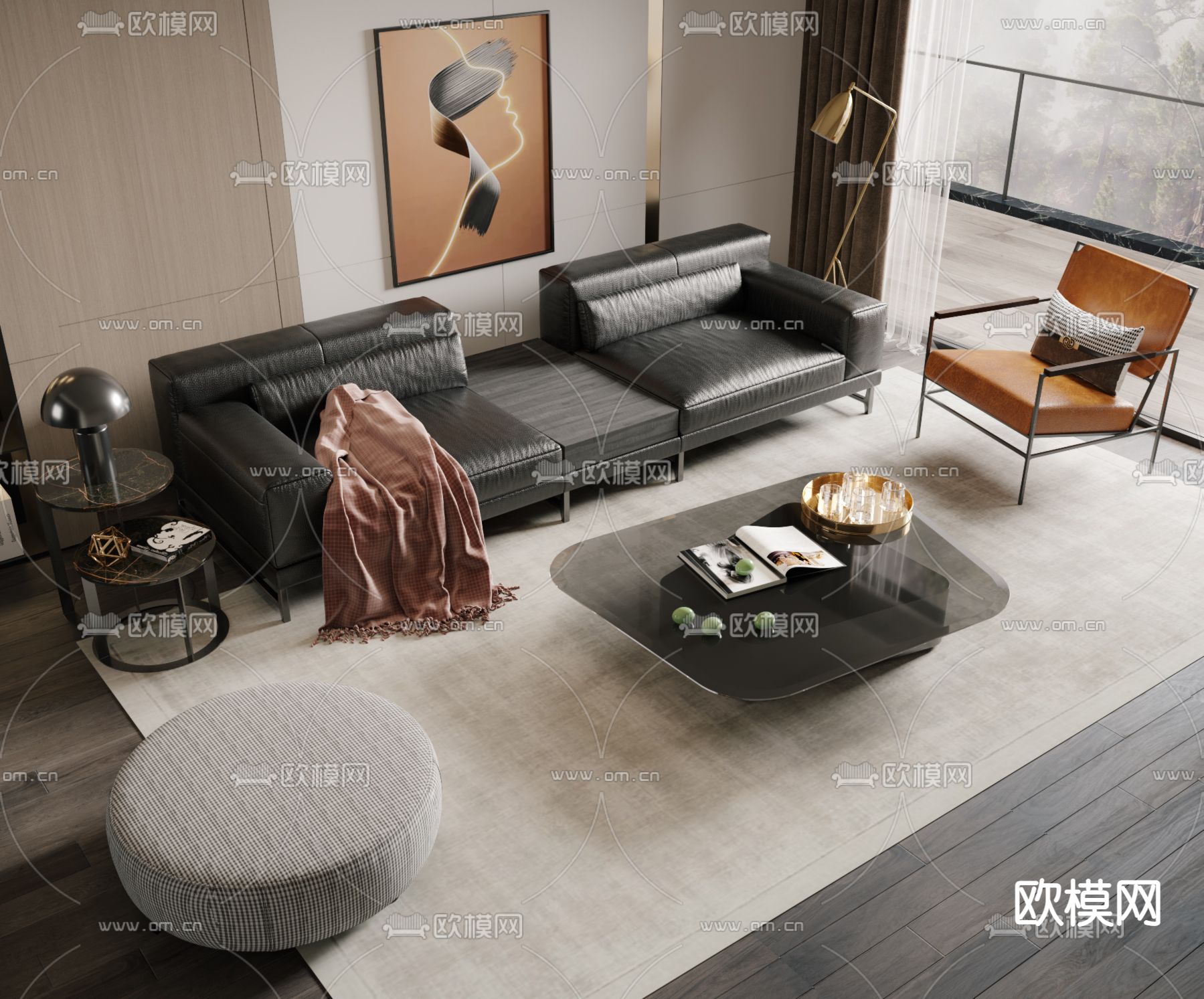 现代组合沙发3d模型下载_ID14009597_3dmax免费模型-欧模网