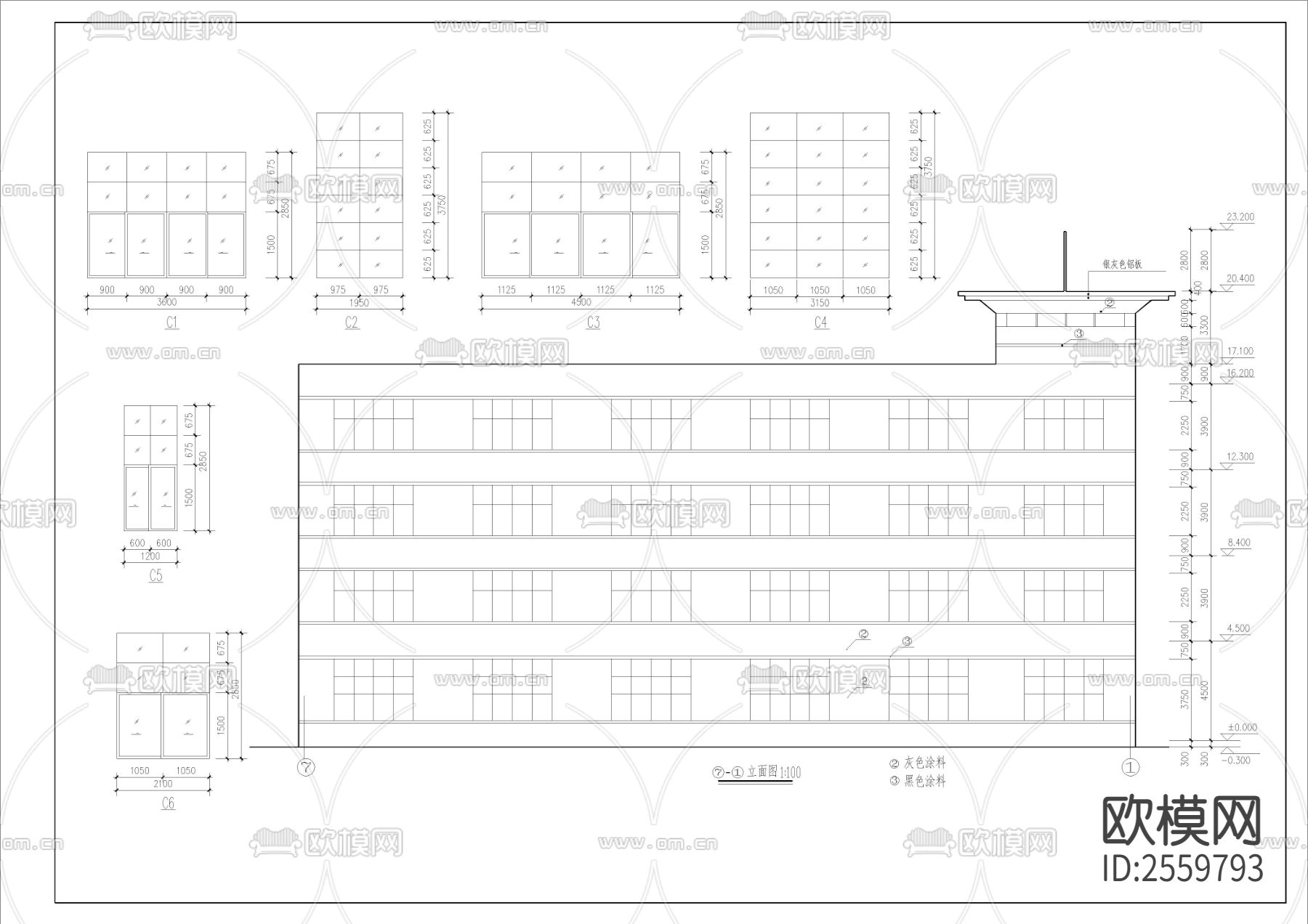 四层框架结构厂房CAD施工图下载（渲染图6）