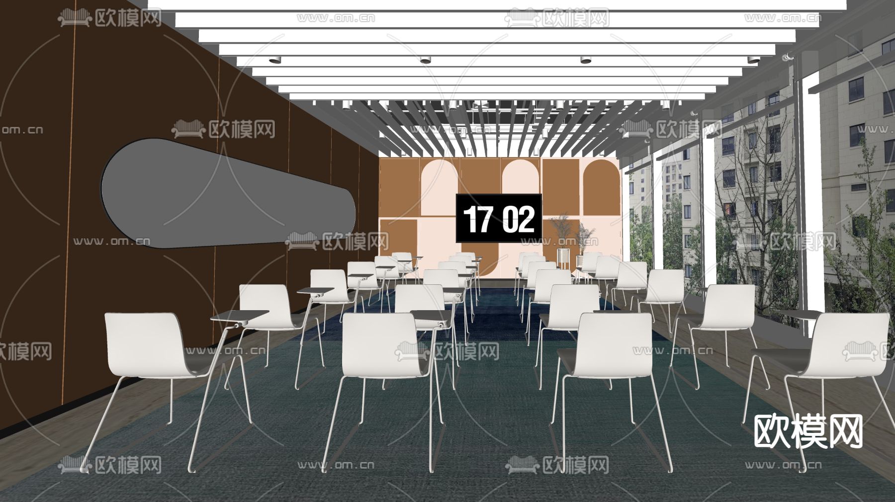 现代会议室 培训室su模型下载（渲染图2）