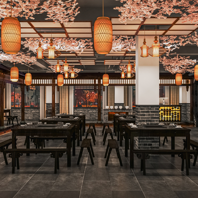  新中式火锅店su模型 