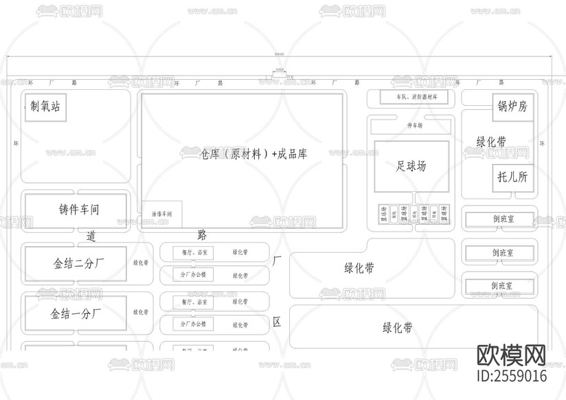 廠區(qū)CAD施工圖下載(渲染圖2)