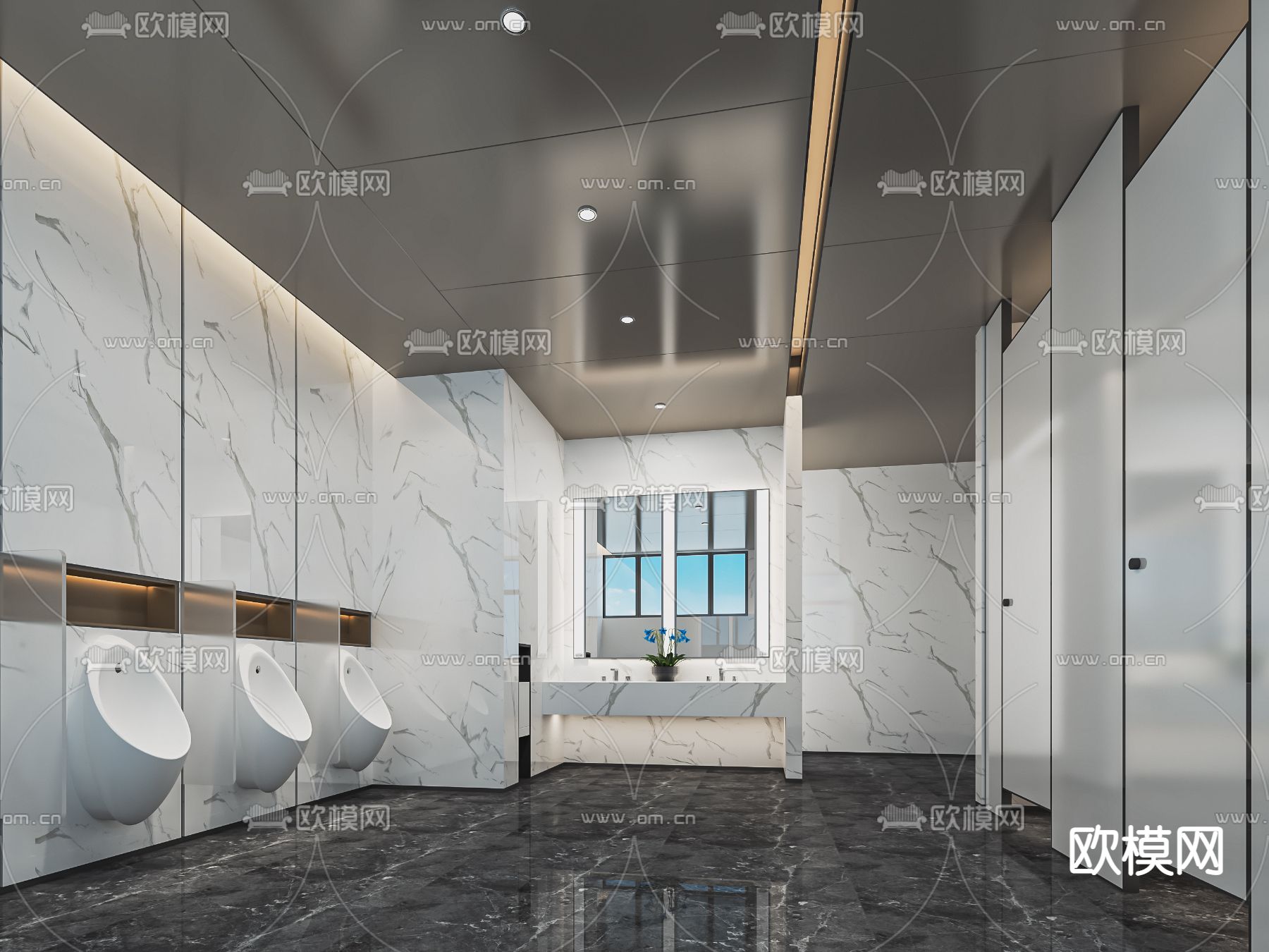 公共卫生间su模型下载（渲染图1）