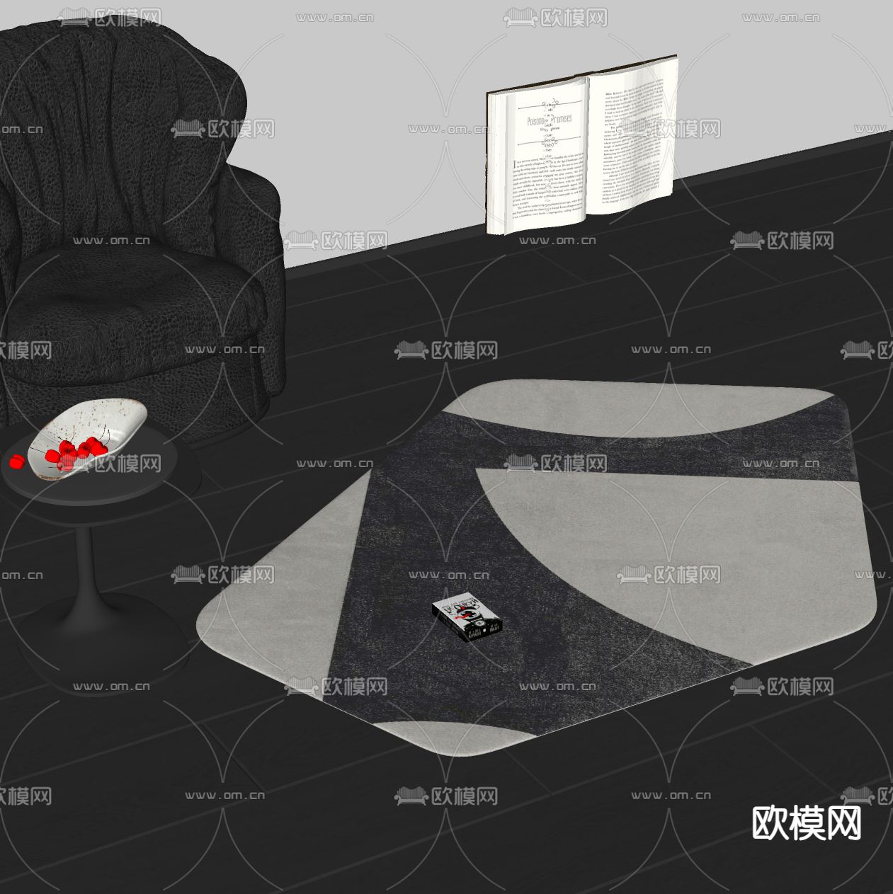 暗黑风地毯su模型下载（渲染图2）