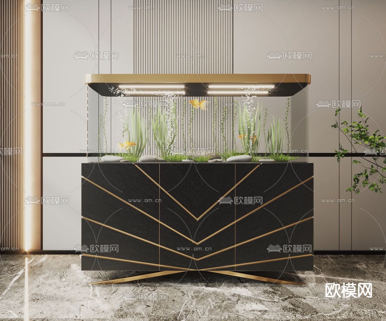 鱼缸 水族箱3d模型下载