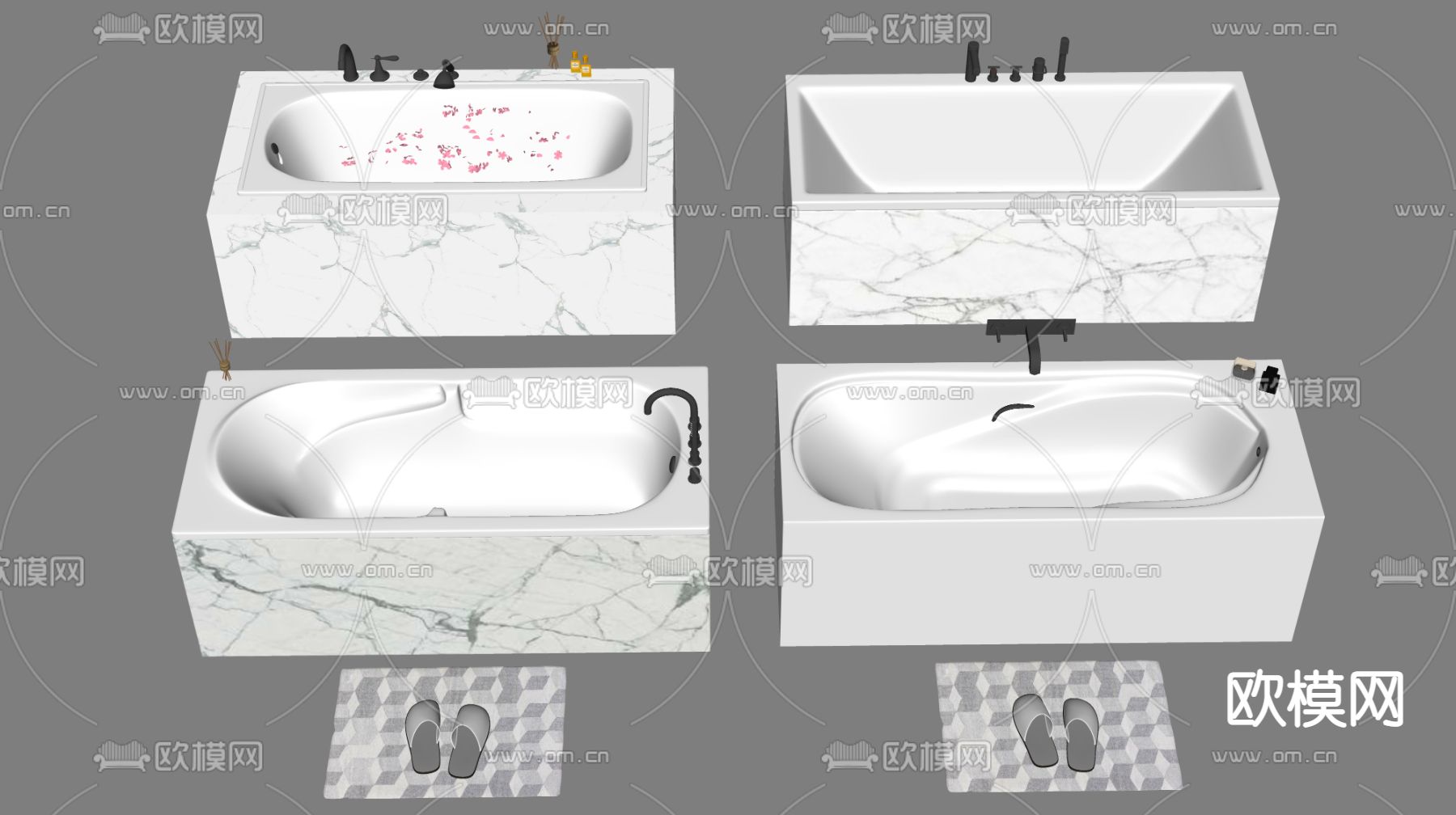 现代浴缸su模型下载（渲染图2）