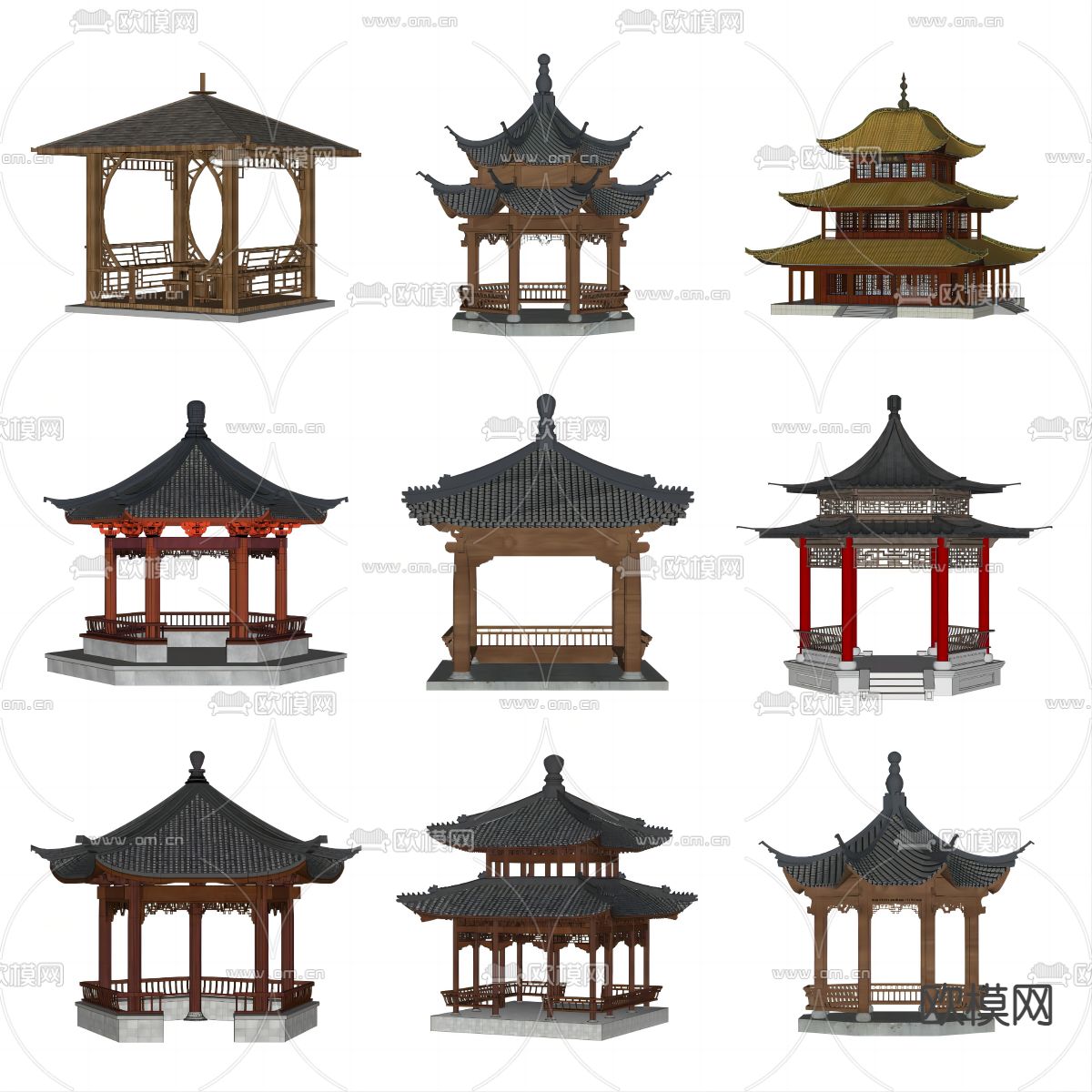 中式古建亭子su模型下载（渲染图2）