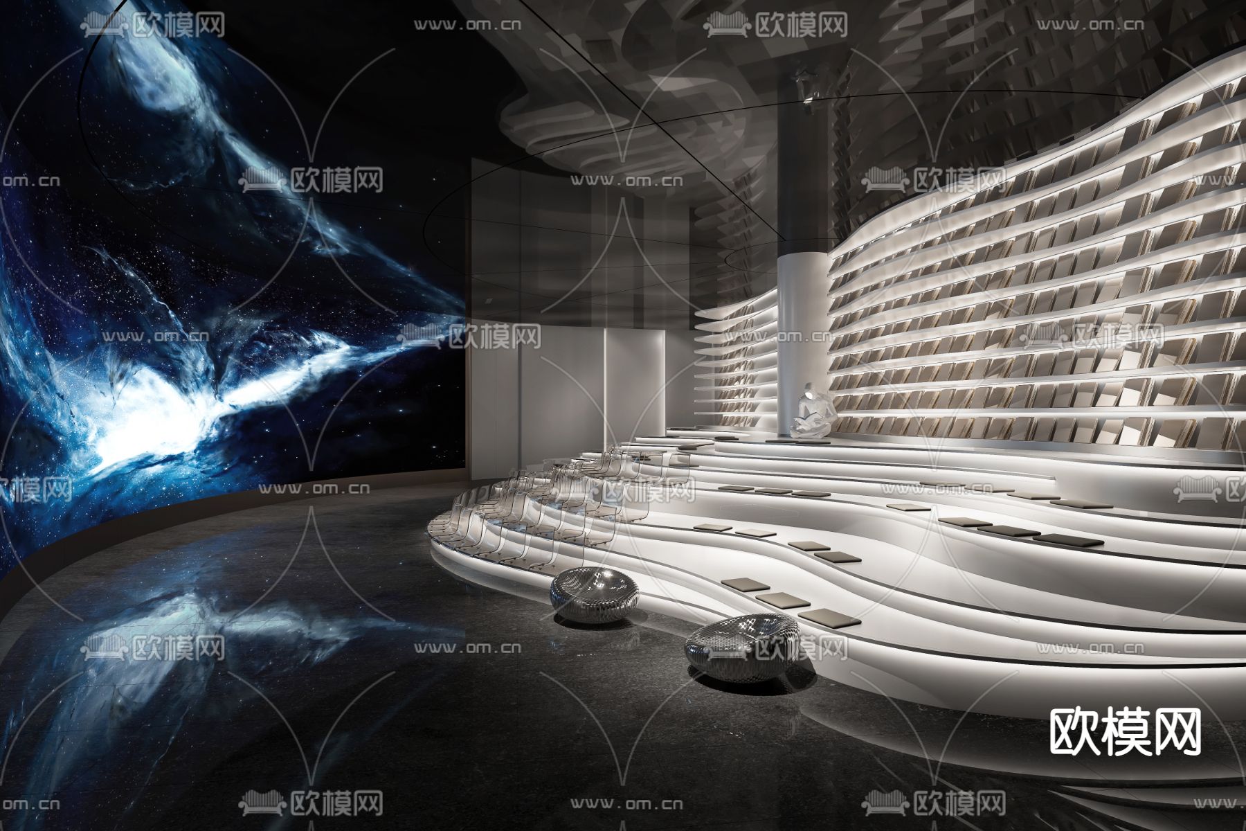 图书馆阅读区 阶梯室3d模型下载