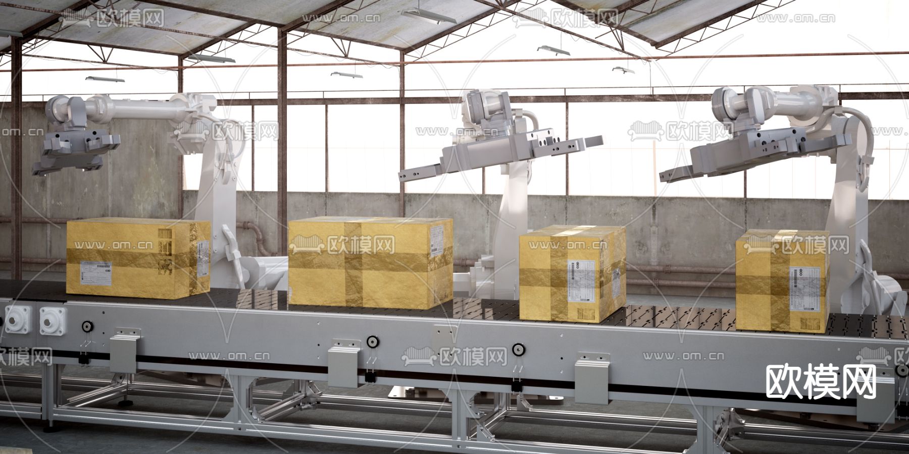 车间 工厂流水线3d模型下载