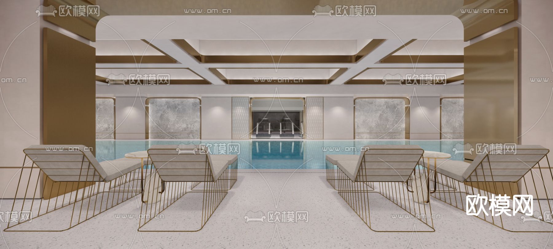 会所游泳池su模型下载（渲染图1）