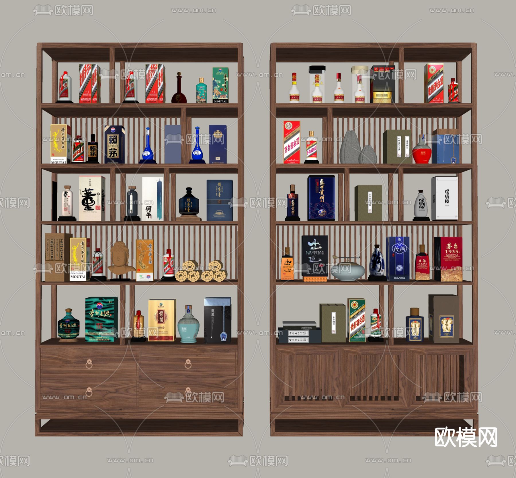 新中式酒水 酒瓶su模型下载（渲染图2）