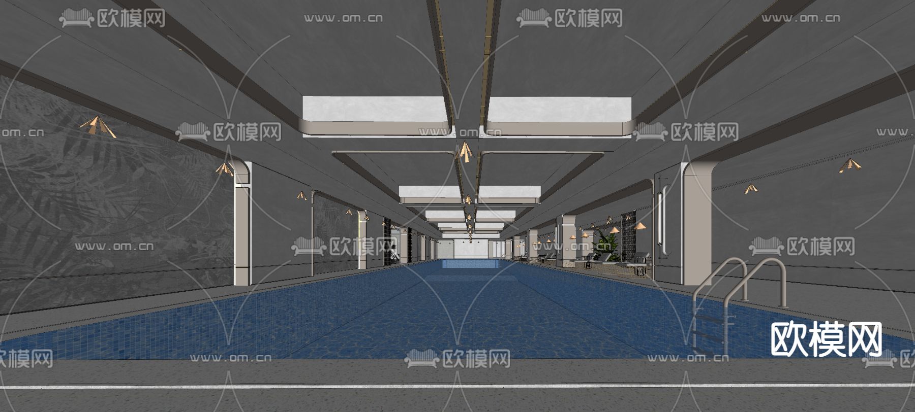 会所游泳池su模型下载（渲染图4）