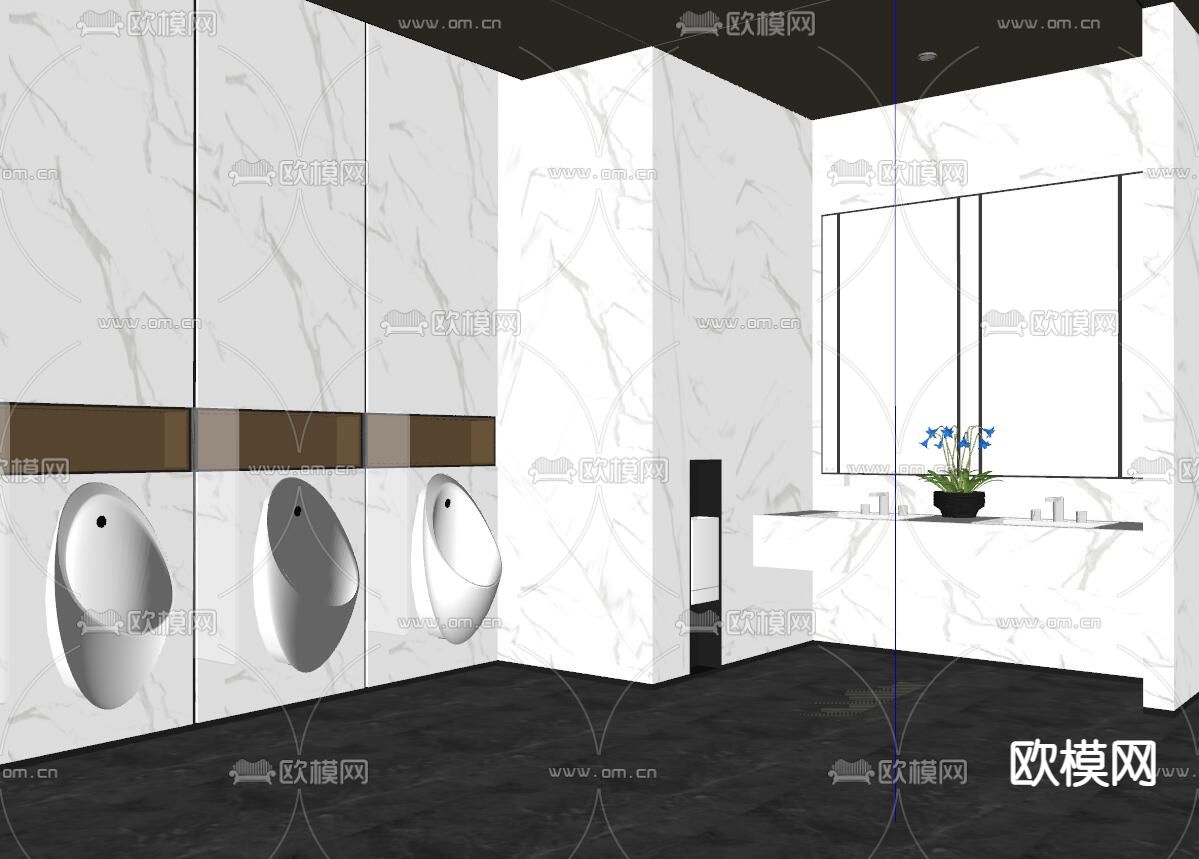 公共卫生间su模型下载（渲染图2）