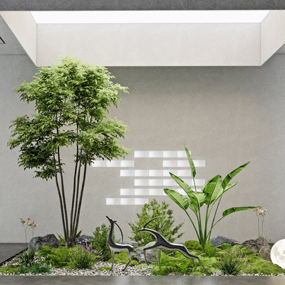  现代绿植花坛su模型 