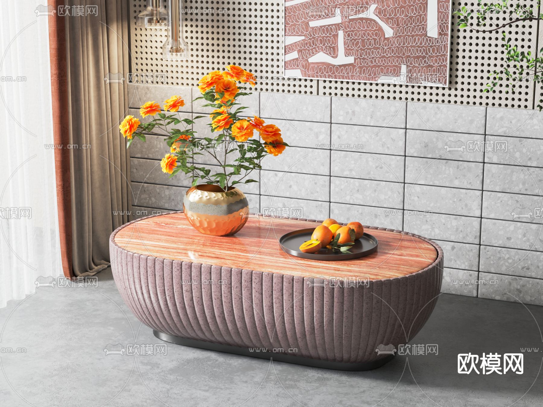 现代茶几3d模型下载