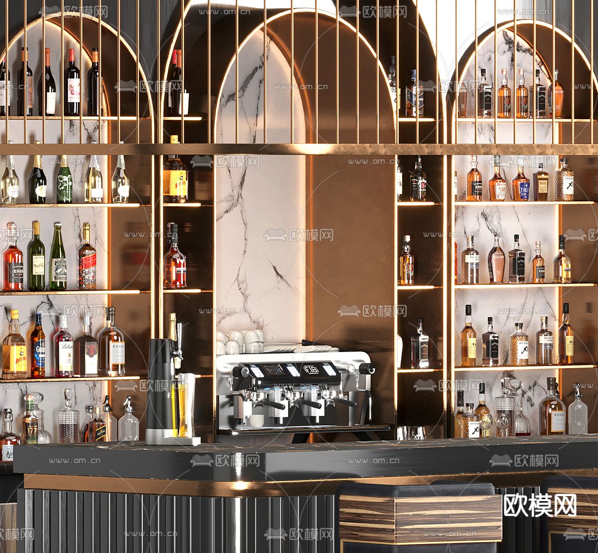 咖啡厅吧台 操作台3d模型下载（渲染图2）