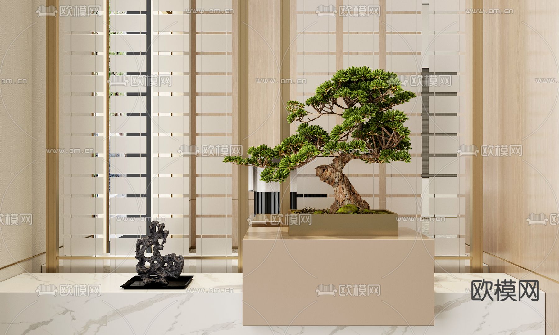 松树盆栽 盆景3d模型下载