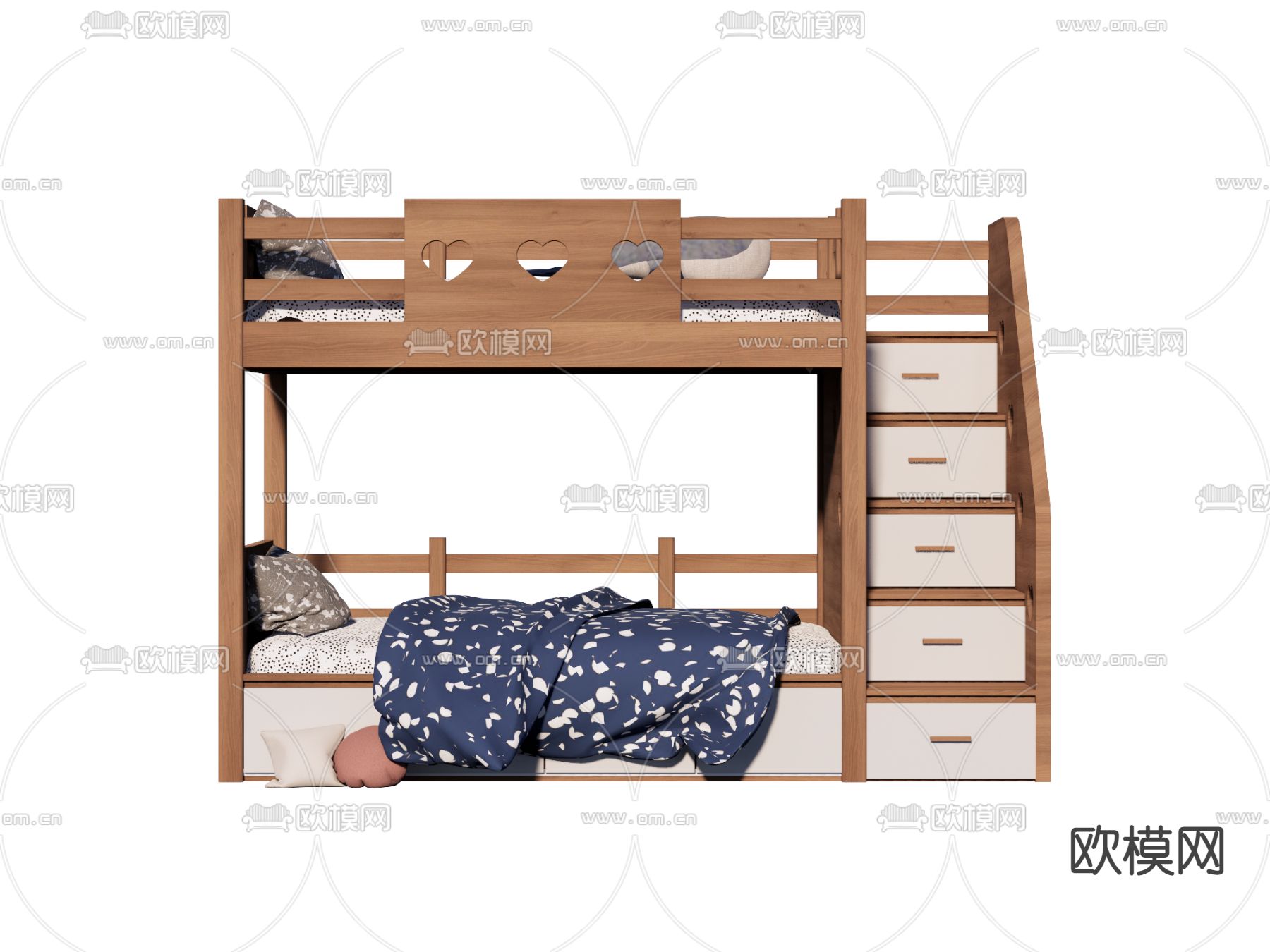北欧儿童床 上下铺su模型下载（渲染图2）