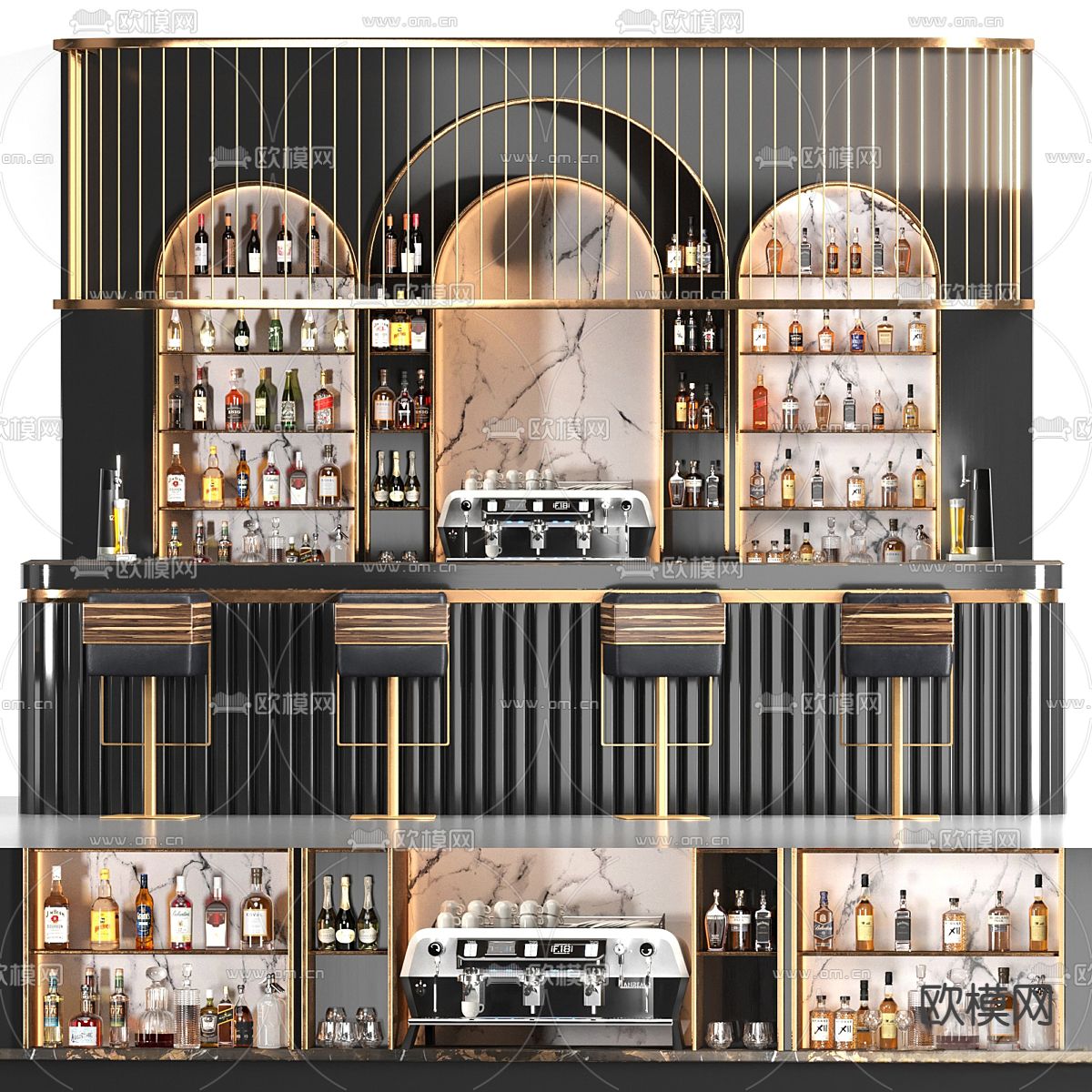 咖啡厅吧台 操作台3d模型下载（渲染图1）