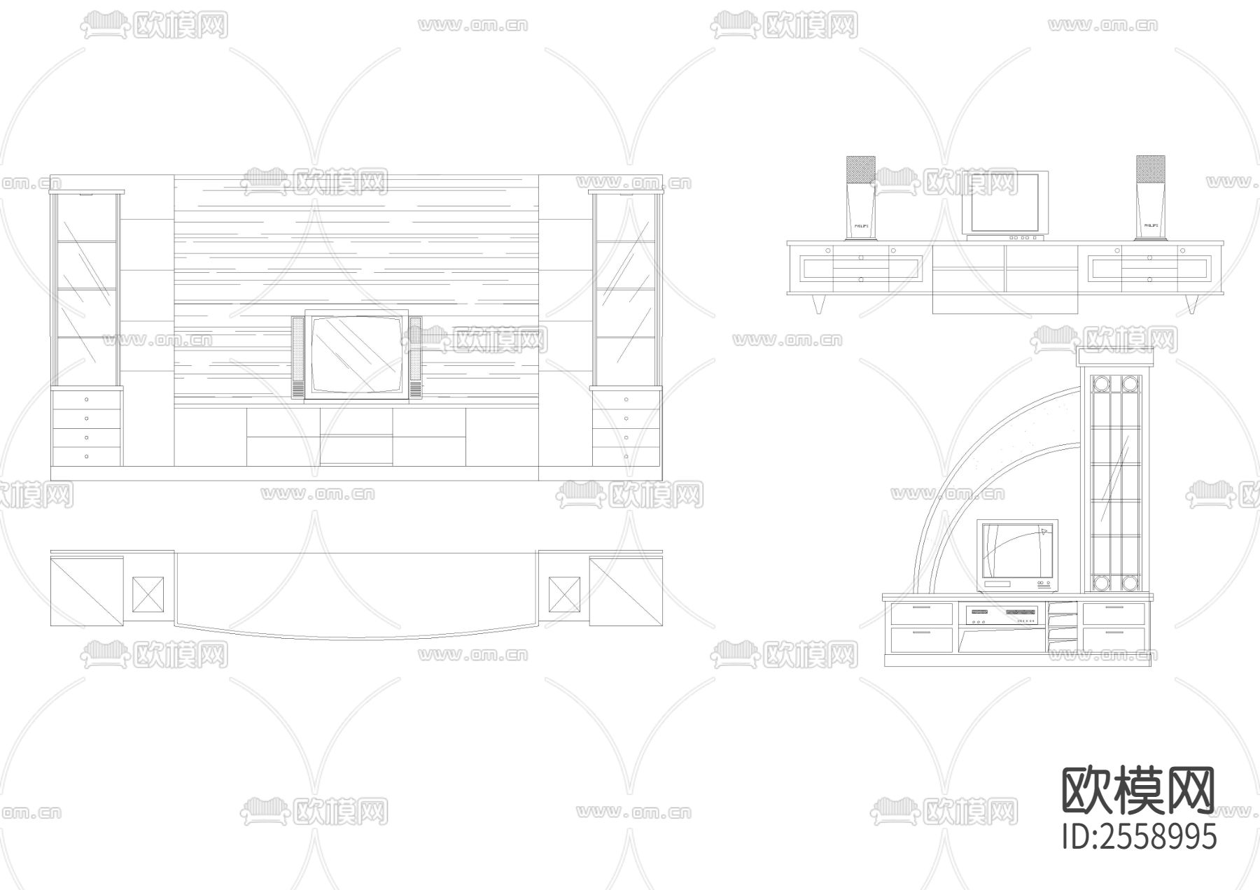 视听柜CAD图库下载（渲染图4）