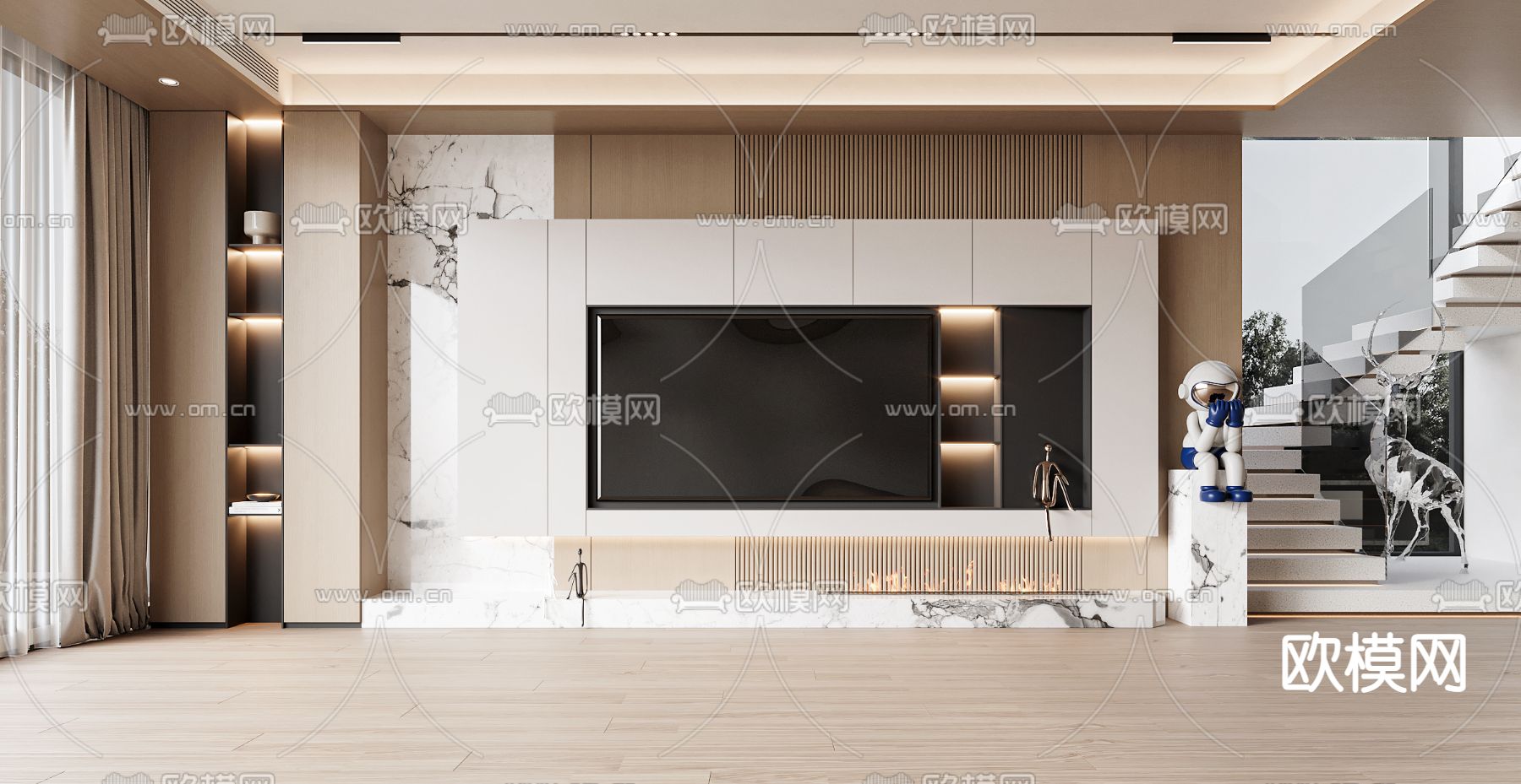 电视背景墙3d模型下载