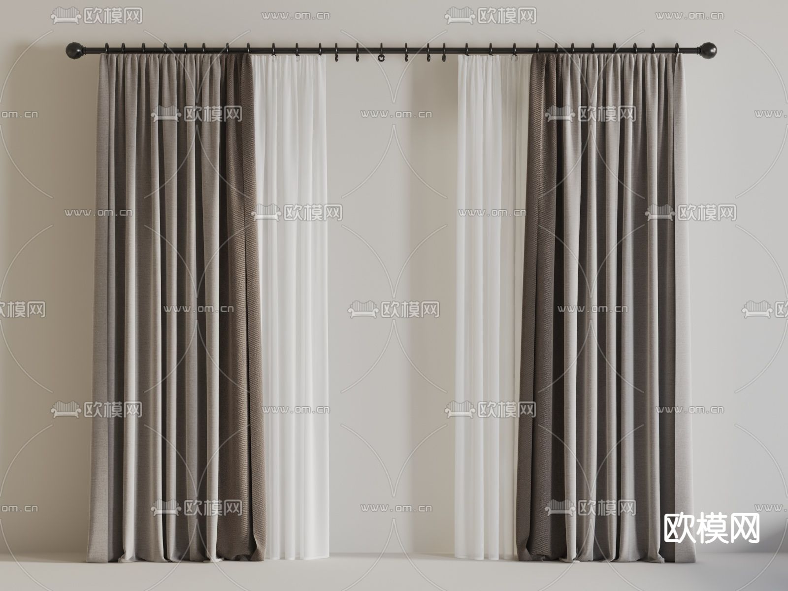 纱窗 窗帘su模型下载（渲染图1）