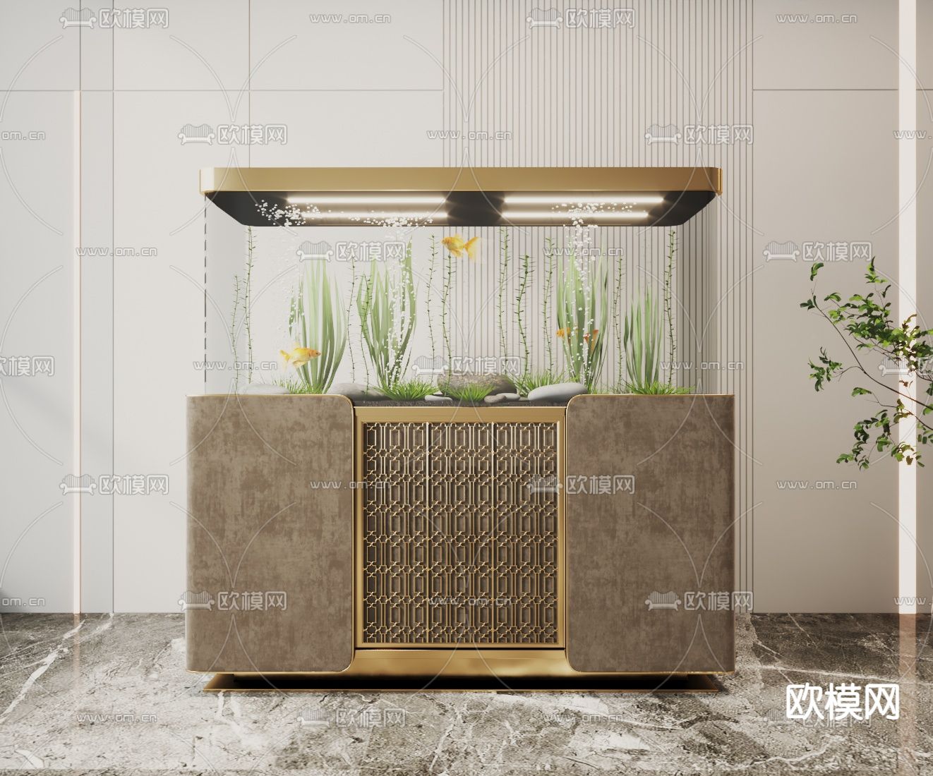 鱼缸 水族箱3d模型下载