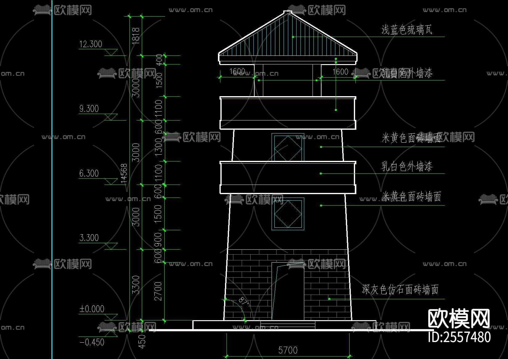 欧式瞭望塔节点大样下载（渲染图1）