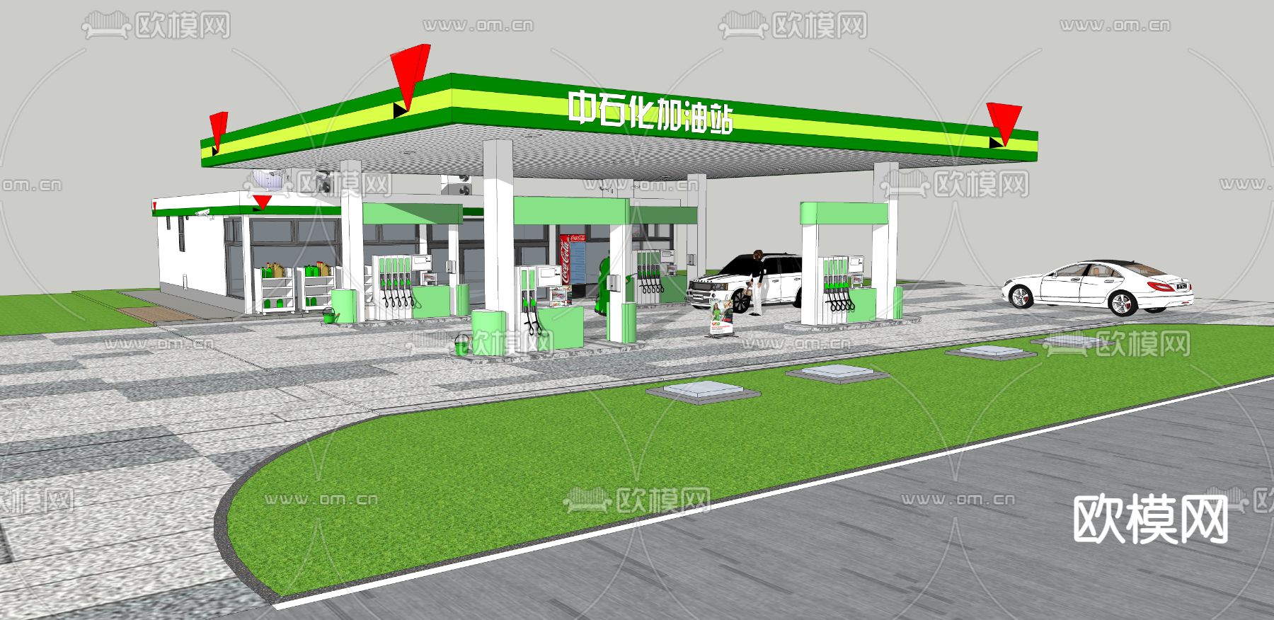 加油站su模型下载（渲染图3）