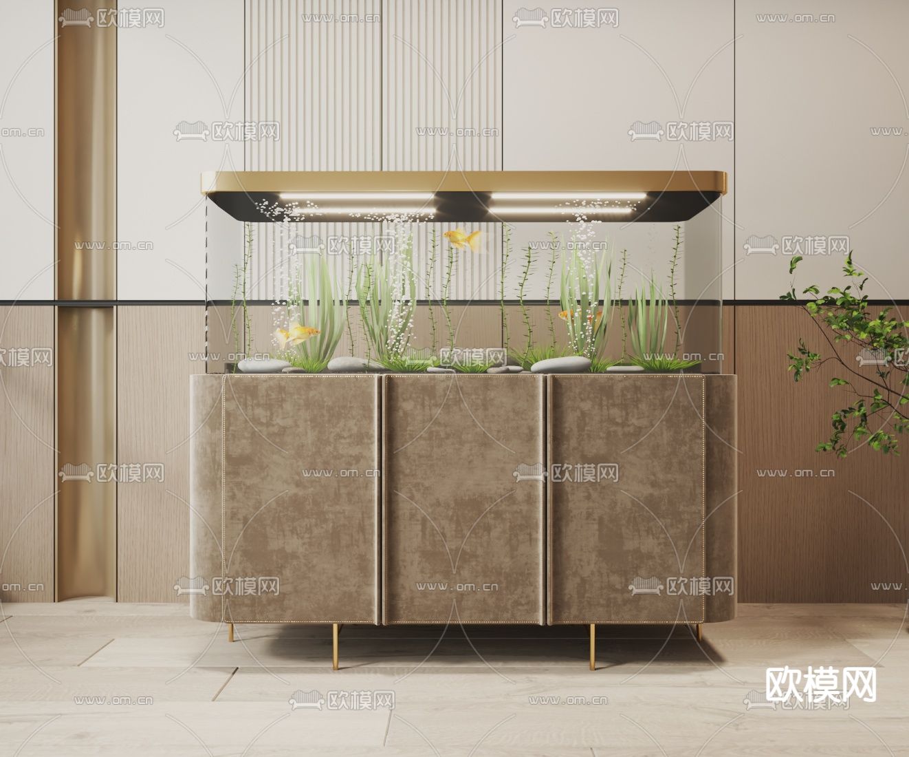 鱼缸 水族箱3d模型下载