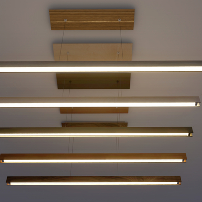  现代长条办公吊灯su模型 