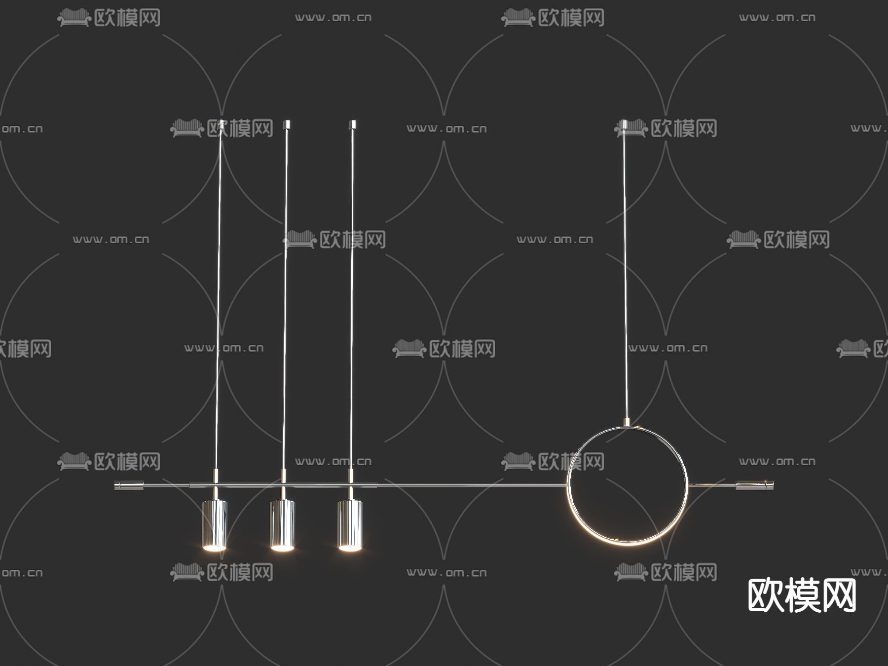 现代吊灯 办公吊灯3d模型下载（渲染图4）