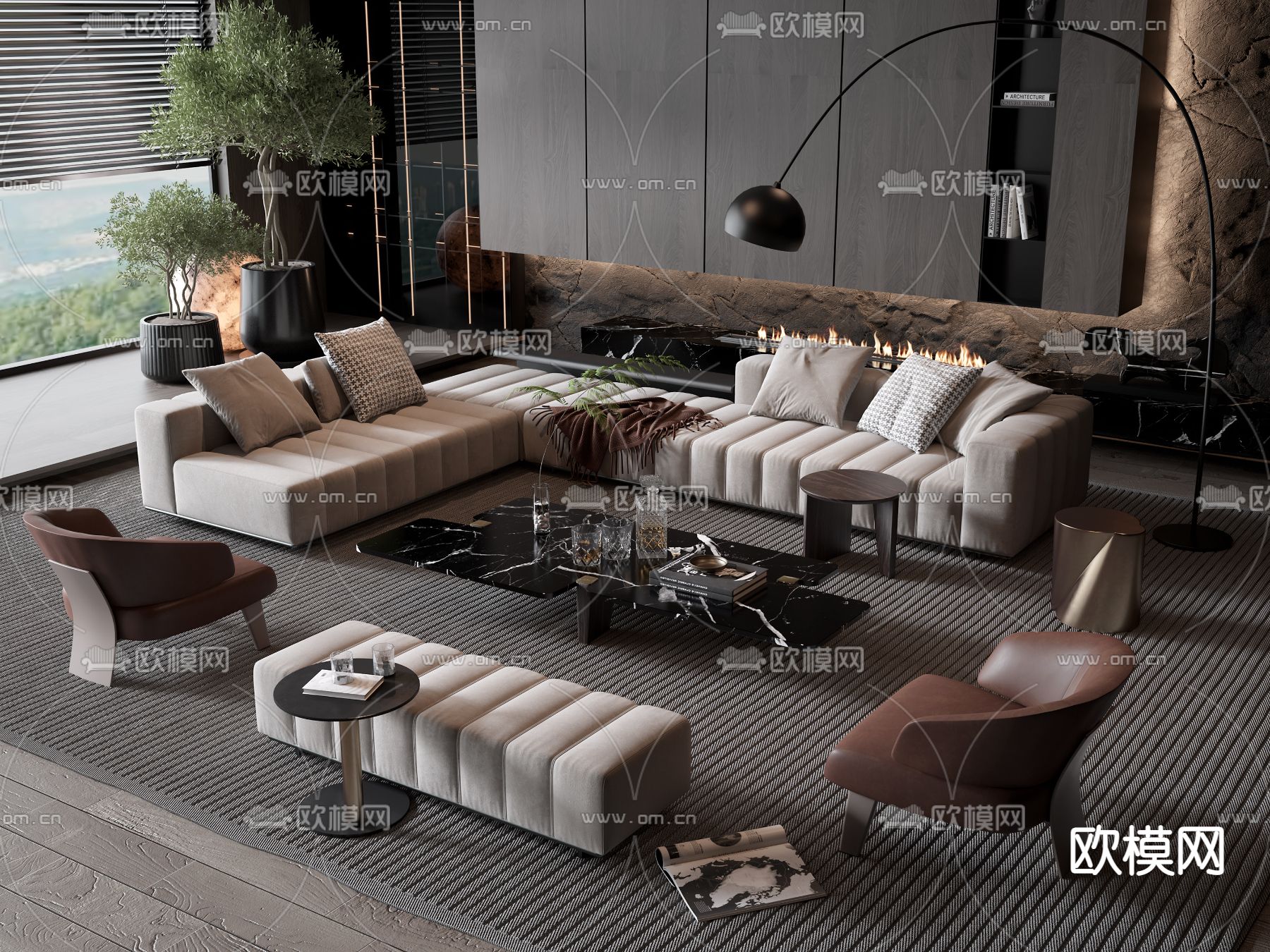 Minotti 组合沙发su模型下载_ID14008768_sketchup模型下载-欧模网
