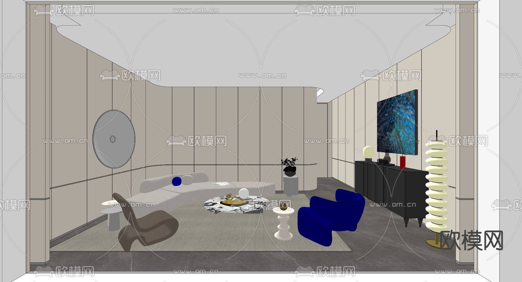 VIP洽谈室 接待室su模型下载（渲染图3）