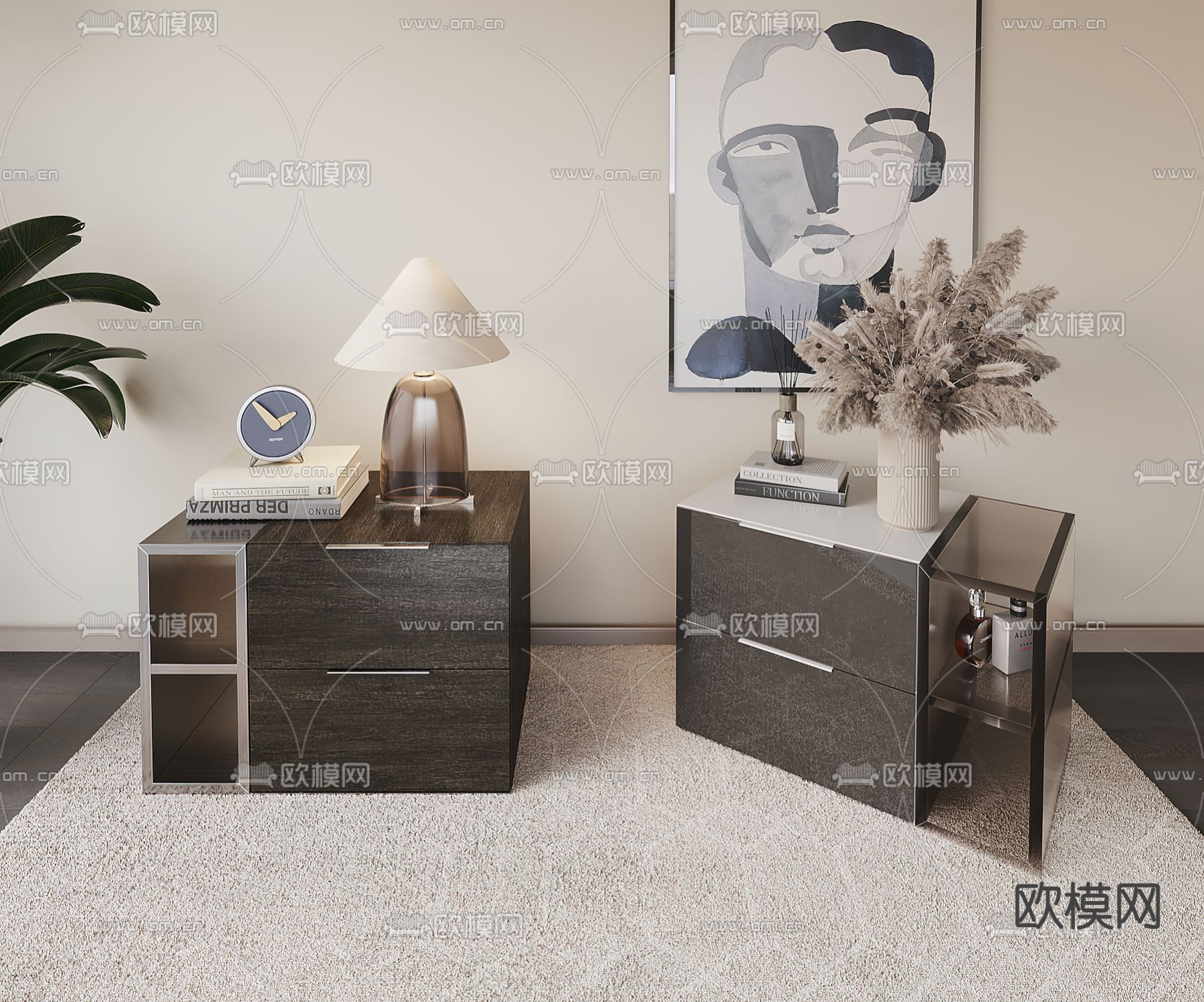 现代床头柜3d模型下载