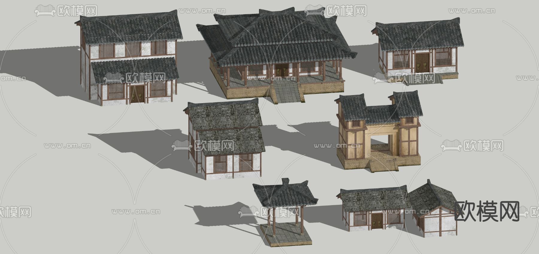 中式古建筑su模型下载