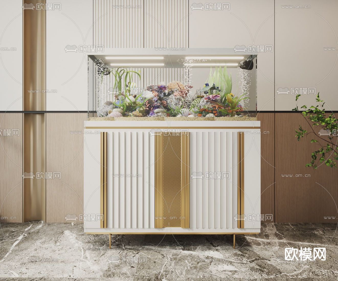 鱼缸 水族箱3d模型下载