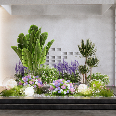  室内造景 绿植堆 花境su模型 