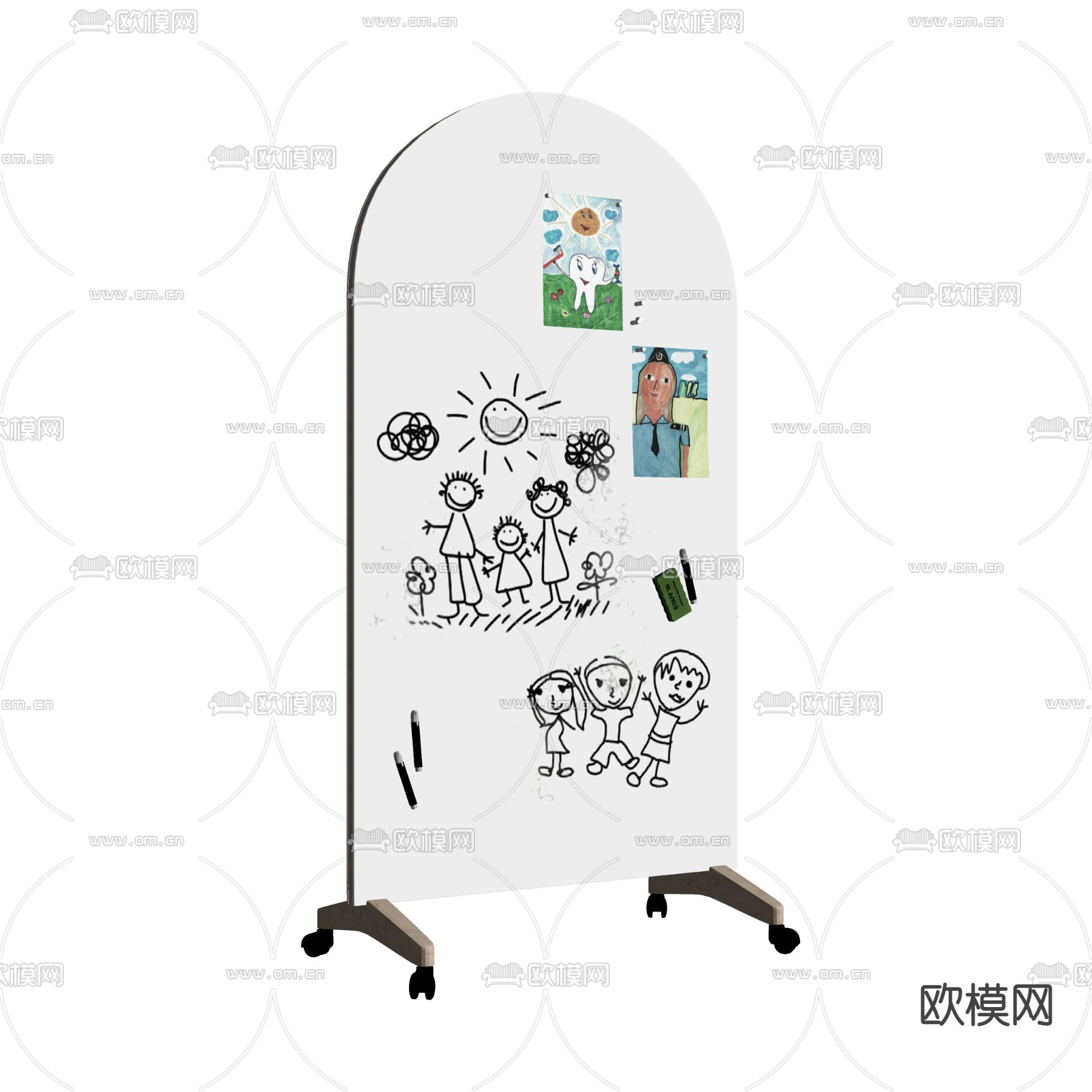 Arka 儿童画板 移动白板su模型下载（渲染图2）