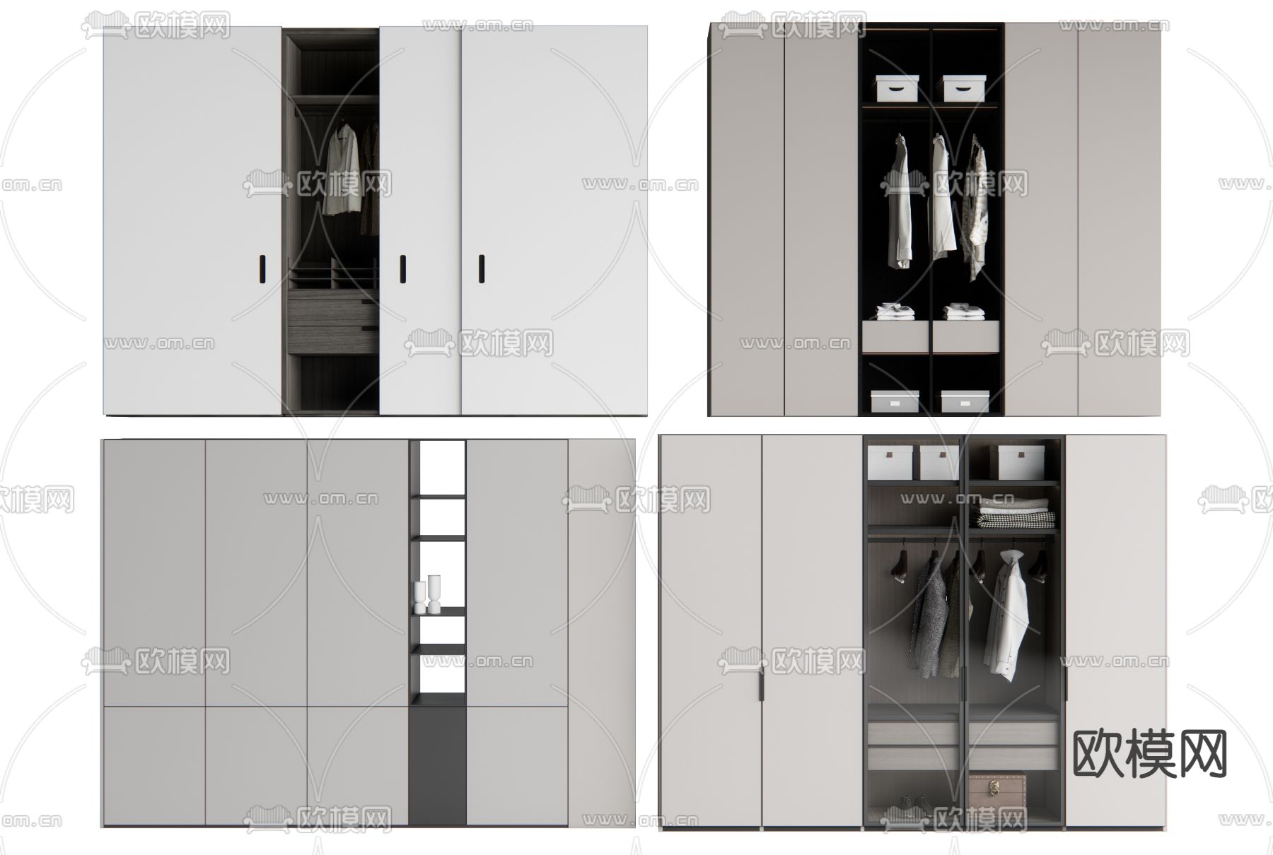 现代衣柜su模型下载（渲染图1）
