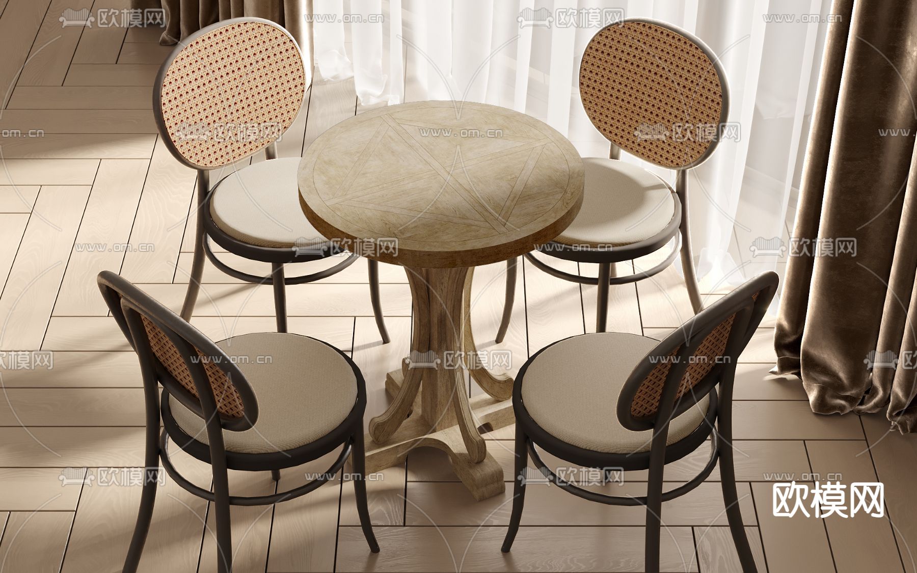 侘寂洽谈桌椅3d模型下载