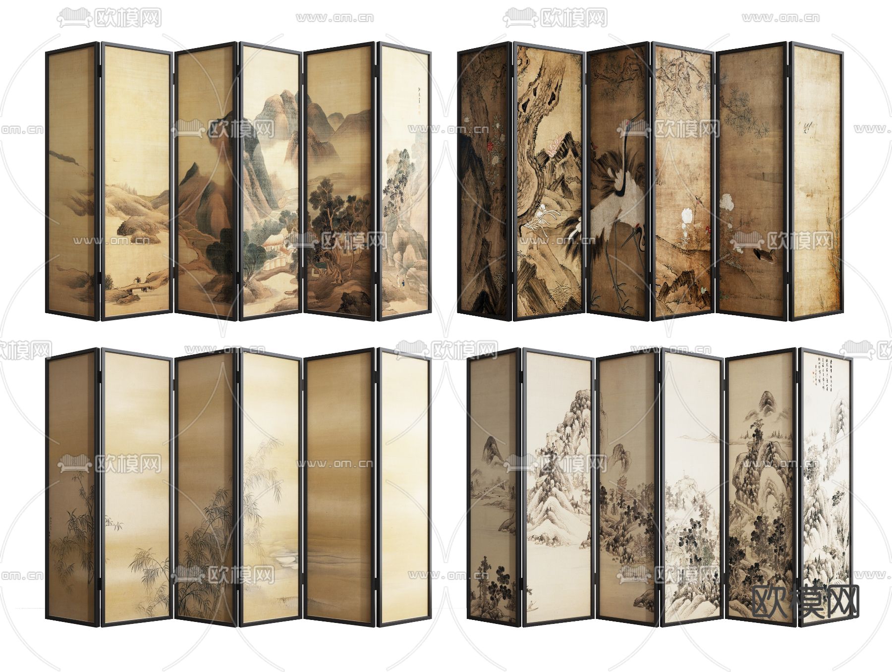 中式屏风 隔断3d模型下载