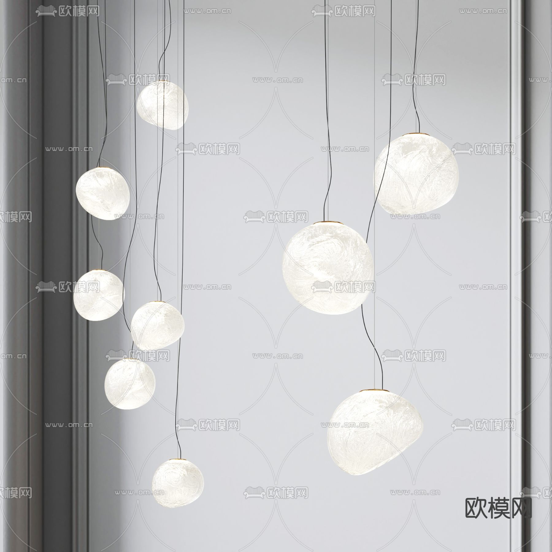 现代玻璃装饰吊灯su模型下载（渲染图1）