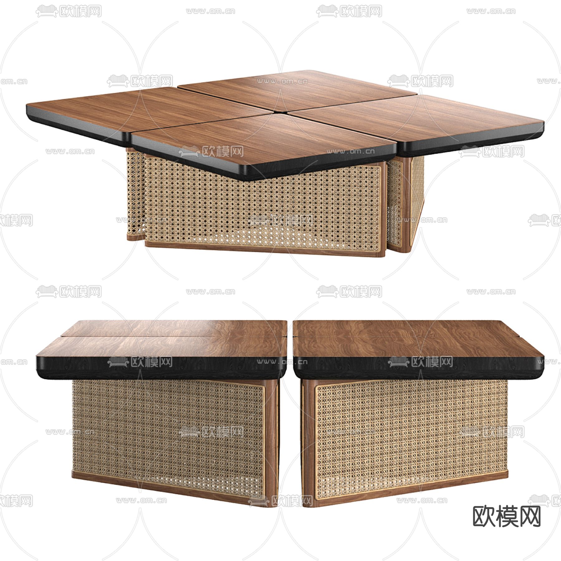 侘寂风藤编 茶几su模型下载_ID14008448_sketchup模型下载-欧模网