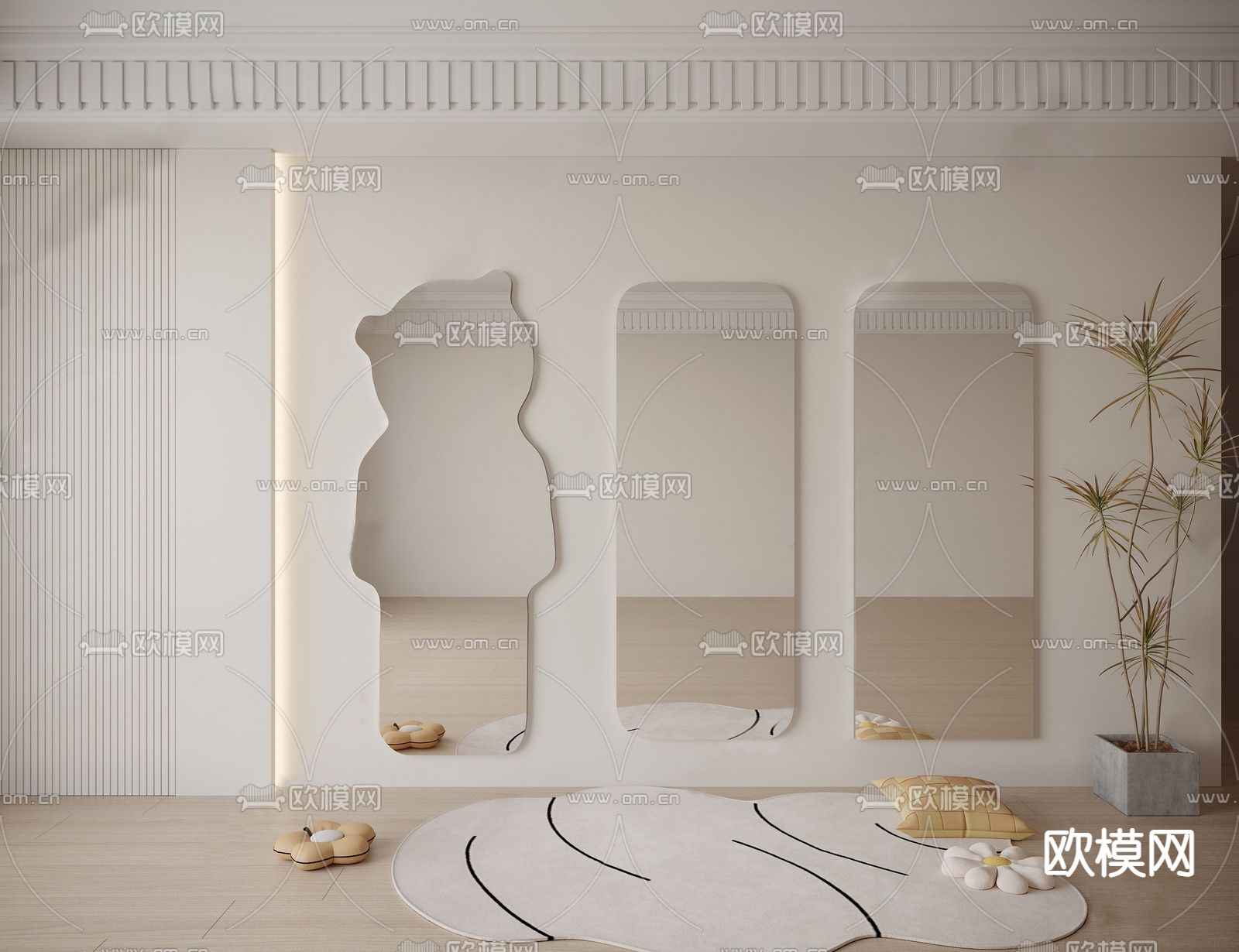 异形全身镜su模型下载（渲染图1）