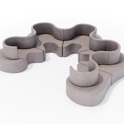  办公沙发 洽谈沙发su模型 