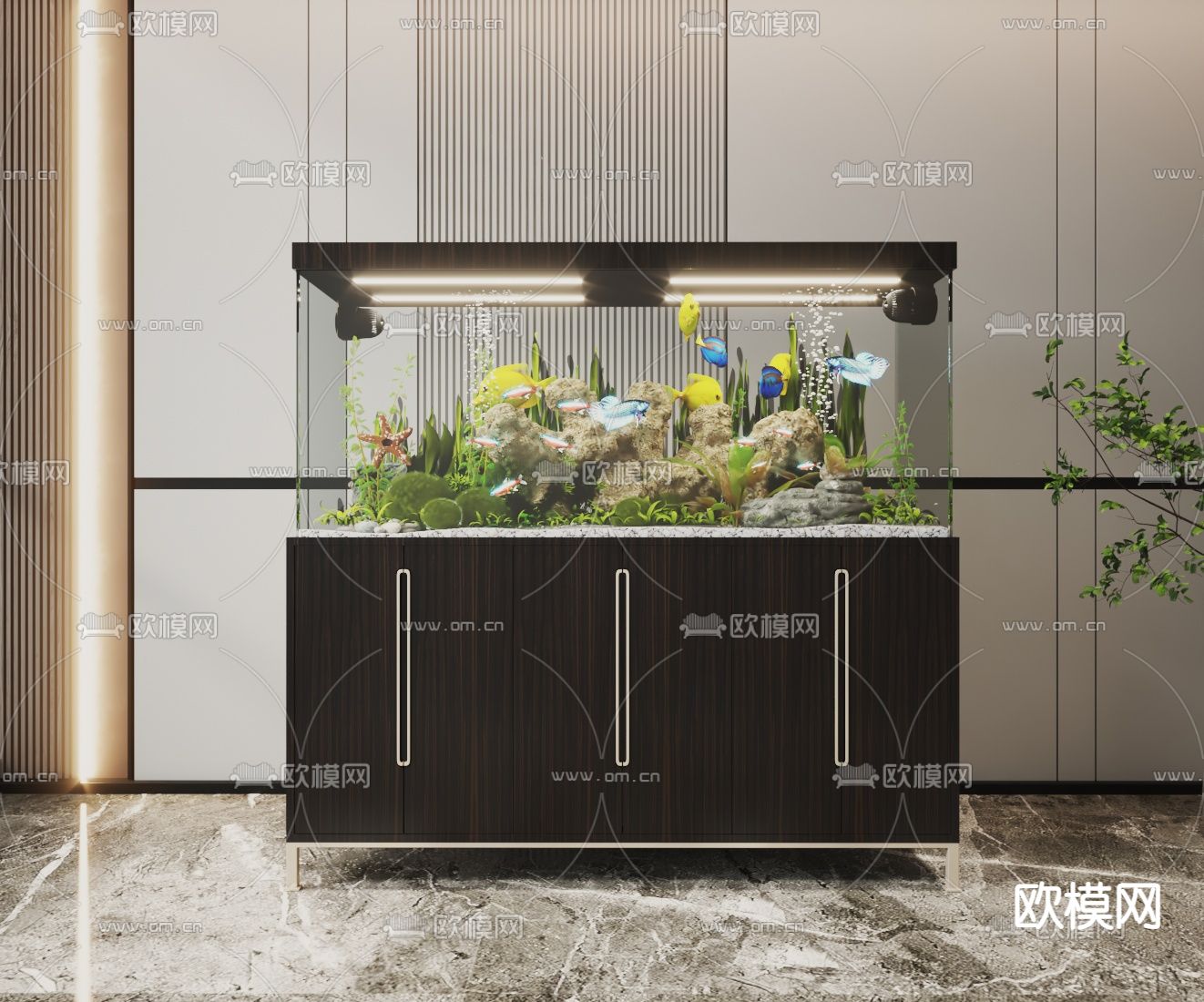 鱼缸 水族3d模型下载