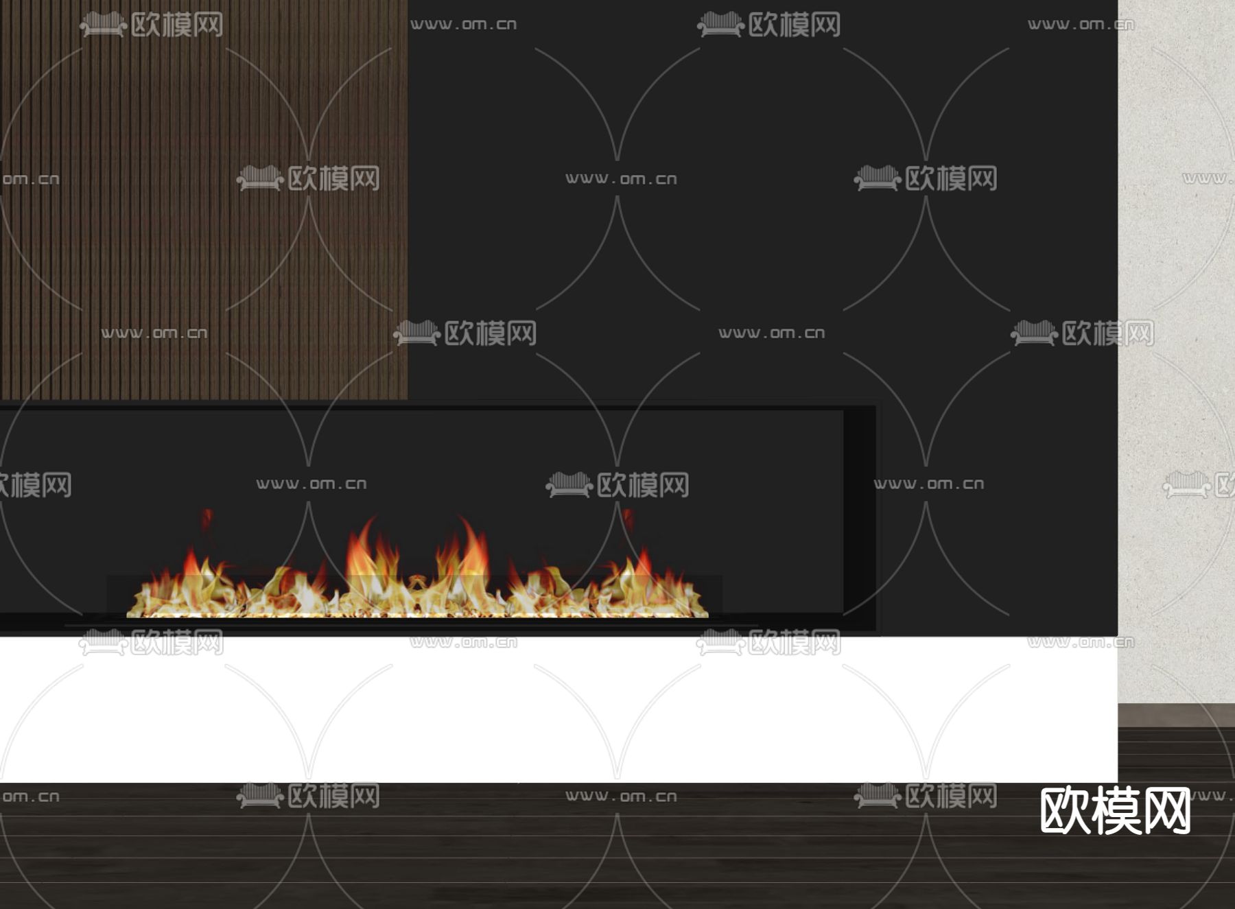 现代壁炉su模型下载（渲染图2）